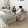 thumbnail image 4 of The Magic Home 3-Seater Convertible Modular L-Shaped Corduroy Sectional Sofa, Brown, 4 of 10