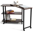 thumbnail image 1 of Gymax Table d'Appoint en Noyer pour Canapé Bibliothèque Rotative Table de Bout Brevetée avec Roues, 1 of 10