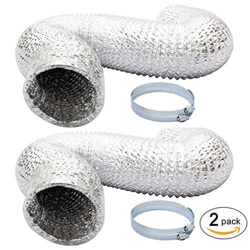 Silver iPower GLDUCT14X25CX2 2 Pack 14 Inch 25 Feet Non-Insulated Flex Air Aluminum Dryer Vent Hose HVAC Ducting 2-Pack 