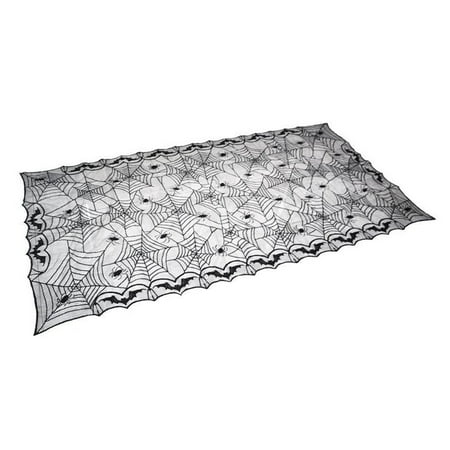 

✪ Halloween Tablecloth Lace Rectangular Black Spider Web 48x96 inch Tablecover