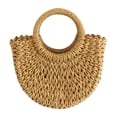 thumbnail image 1 of 1pc Straw Woven Half Moon Handbag Large Capacity Handheld Pouch, 1 of 9