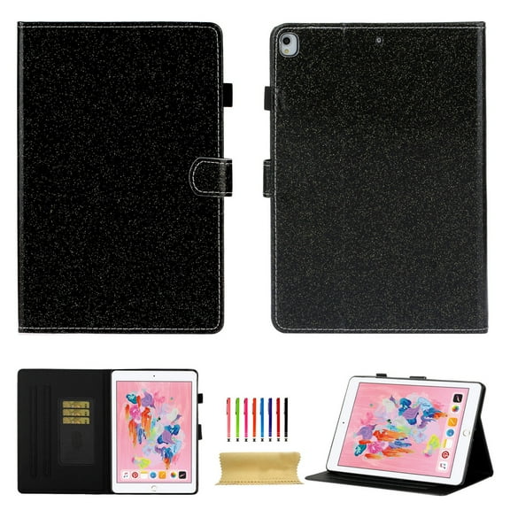 Dteck Case For Apple iPad 10.2 inch 2019, iPad 7th Gen Case, Glitter PU Leather Folding Stand Folio Smart Shell Folio Case For Apple iPad 7th Generation 10.2 2019 Release Tablet, Black