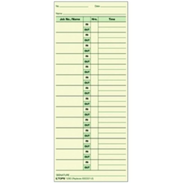 TOPS 1290 Job Card manila 830331-S green ink front & back 500 CD per BX