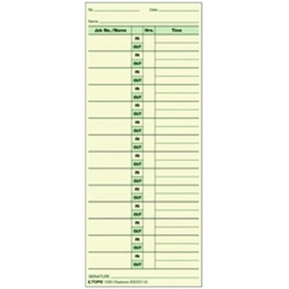 TOPS 1290 Job Card manila 830331-S green ink front & back 500 CD per BX