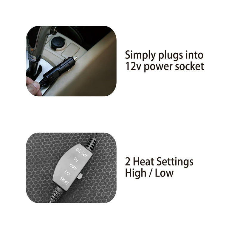 Heated Seat Cushion with USB Cigarette Lighter Converter with Remote