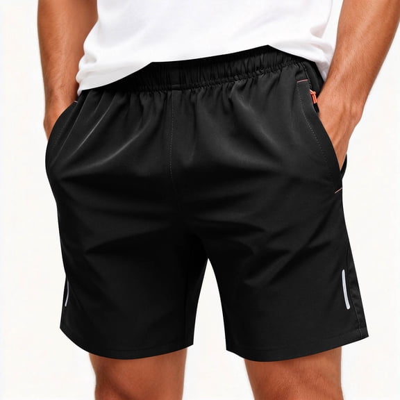 Men's Running Athletic Shorts Quick Dry Elastic Waist Shorts with Pockets Tennis Hiking Workout Lightweight Shorts 5/7/9inch Inseam Drawstring Clothes,Black M