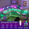L Shaped Computer Desk with File Drawer & Charging Stations & Led