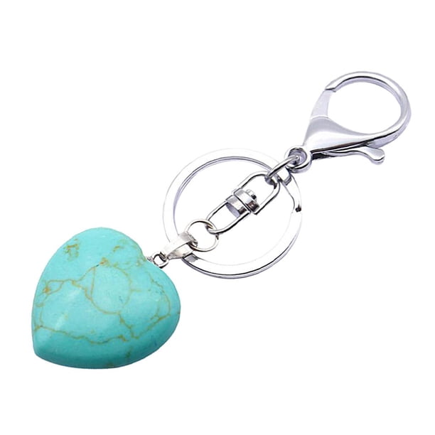 Llavero colgante de piedras preciosas Yinane Con Broche de Langosta de Metal Plateado Turquesa verde