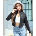 thumbnail image 5 of Casual Light-Weight Jackets for Women Trendy Long Sleeve Zip Up Fall Coats Going Out Biker Cropped Jacket Black XL, 5 of 9