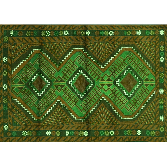 Ahgly Company Indoor Rectangle Oriental Green Traditional Area Rugs, 5' x 8'