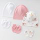 thumbnail image 2 of Newborns Baby Hat and Mittens Set Soft Fabric Multiple Color Option Gentle Skin Protections 0-1 Month Infant Accessories pink color, 2 of 4