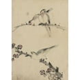 thumbnail image 3 of Katsushika Hokusai 18x24 Black Modern Framed Museum Art Print Titled - Three Birds Perched on Branches, One with Blossoms (1830-1850), 3 of 5