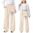 thumbnail image 3 of WEIGFI Child Girls Bowknot Printed Jogger Pants Soft Casual Athletic Trousers With Elastic Waist For Play And School Comfort Birthday Slacks, 3 of 3