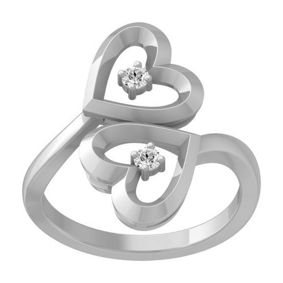 ARAIYA FINE JEWELRY 10K White Gold Diamond Cluster Band Ring (1/10 cttw, I-J Color, I2-I3 Clarity) Size 7.5