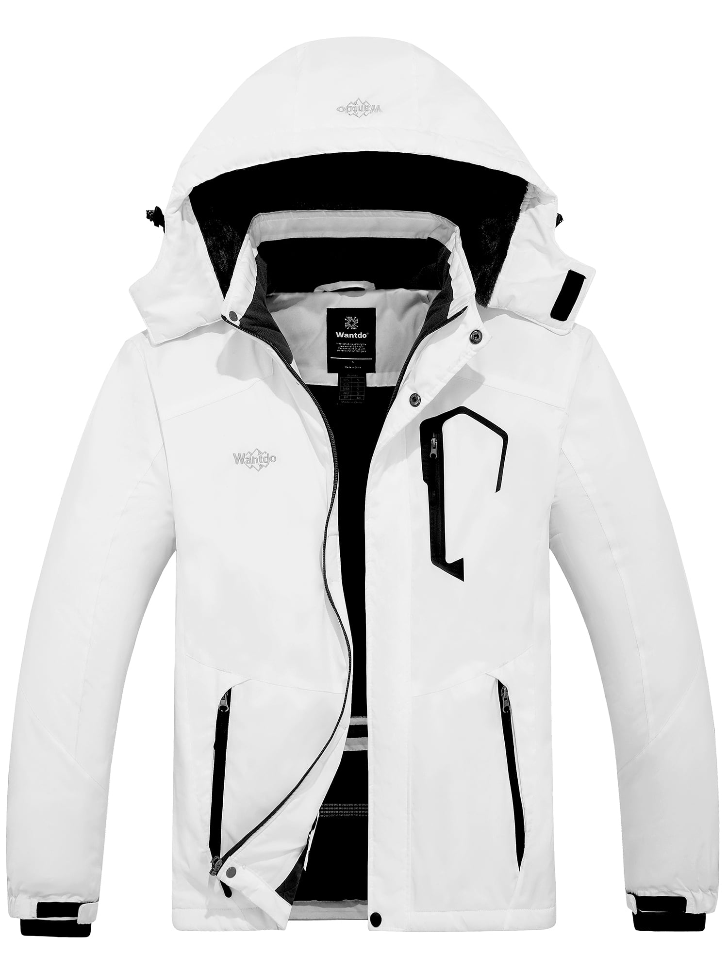 Wantdo Men's Waterproof Ski Jacket Winter Hooded Ski Coat White M -  Walmart.com