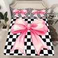 thumbnail image 2 of Homewish Kawaii Pink Ribbon Full Size Sheets, Fashion Buffalo Plaid Bed Sheets, Teens Kids Girls Sheet Sets, Luxury Bedroom Decor, 4 Pieces, 2 of 7