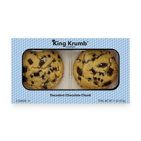 King Krumb Decadent Chocolate Chunk Bakery Cookies, 11oz, 2 Count, Ready to Eat, Baked