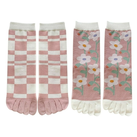 

YSEINBH Womens Flower Pattern Five Finger Socks Women s Autumn And Winter Cotton Comfortable Split Toe Socks