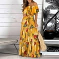 thumbnail image 2 of Vestido hasta el tobillo con estampado de manga corta y estampado de manga corta para mujer Fridja  nalpqowj4833, 2 of 5