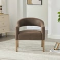 thumbnail image 2 of Accent Chair, PU Leather Upholstered Armchair,&nbsp;PAPROOS Barrel Open Back Reading Armchair, Modern Accent Chair with Weathered Solid Wood Legs for Living Room Bedroom, Club, Coffee, 2 of 7