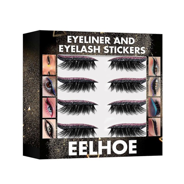Eelhoe - Pegatinas autoadhesivas para sombras de ojos y pestañas, 7 colores, delineador de ojos con purpurina, sin pegamento, autoadhesivas, para maquillaje de ojos, 1 unidad, rosa