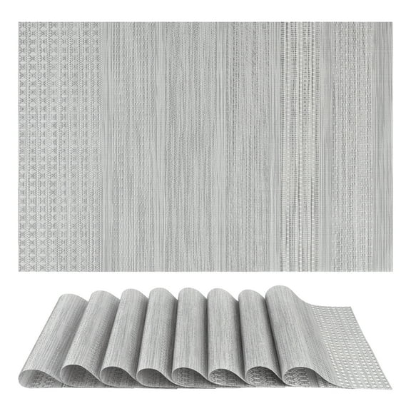 Unique Bargains Set of 8 Woven Placemats for Dining Table Decor Indoor Gray