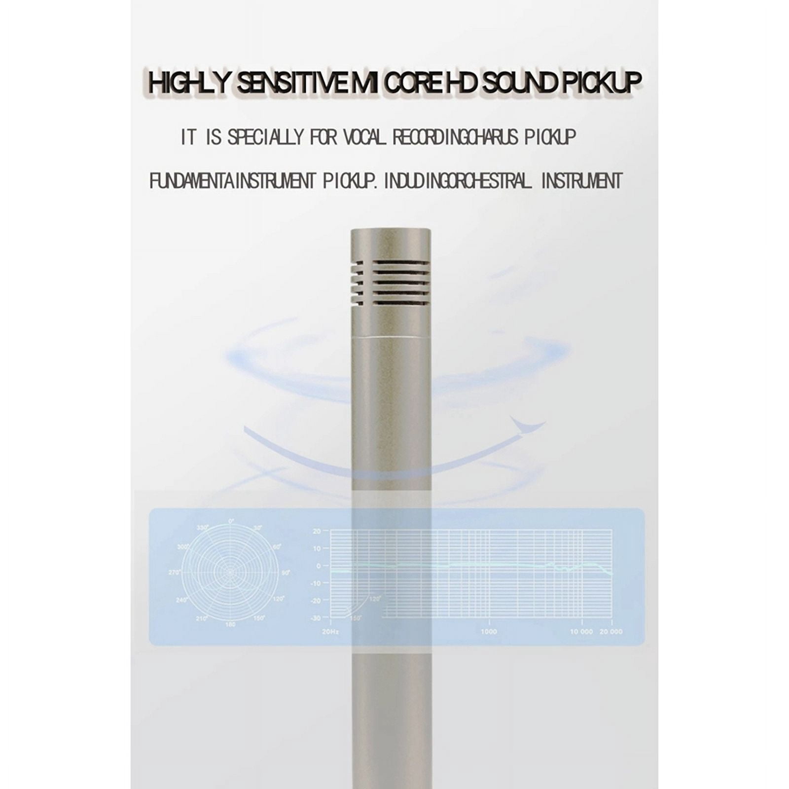 1 Pair C02 Pen-Shaped Condenser Microphone Shockproof Clip Microphone Piano Mic Pen Type Instrument Microphone B
