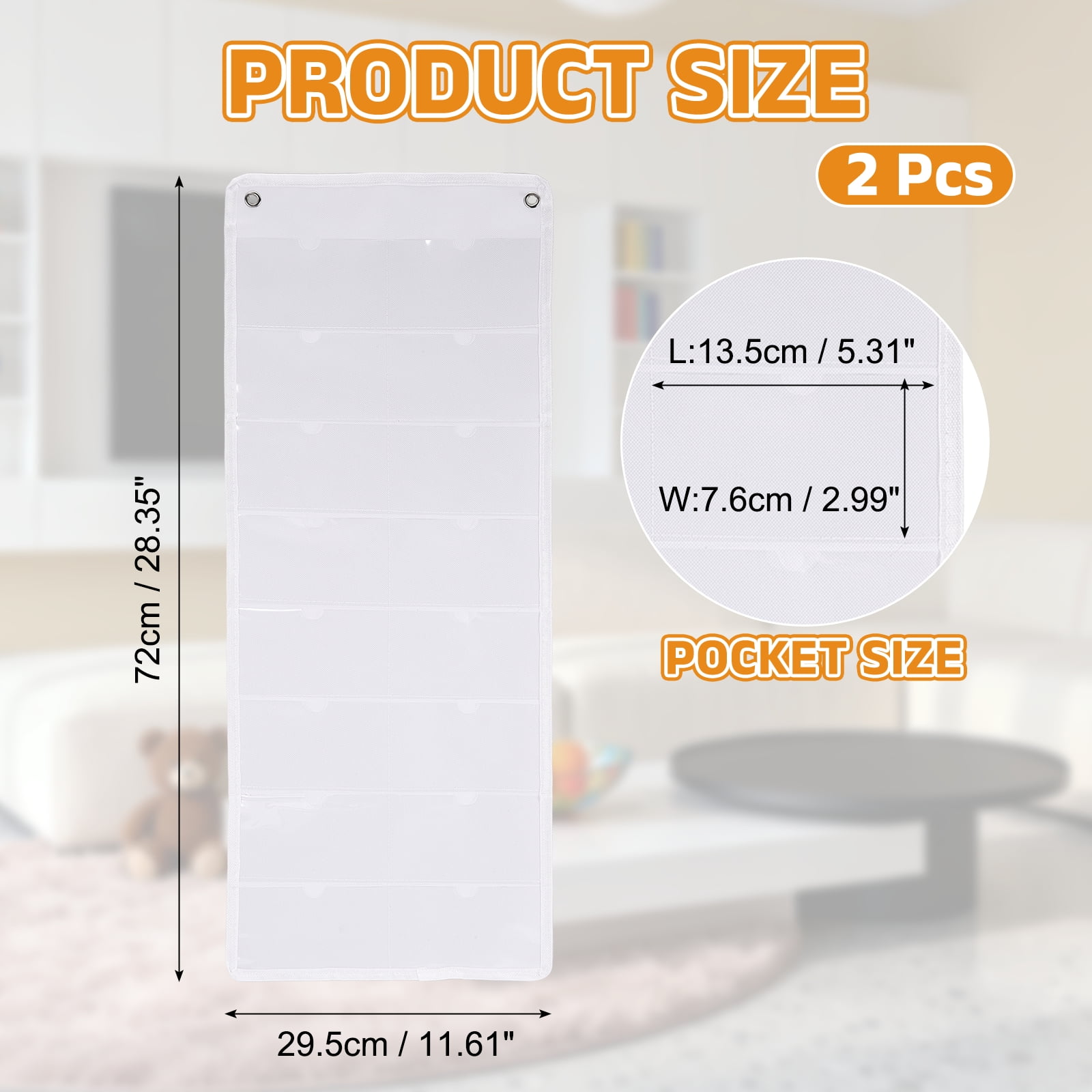Uxcell 2 Pcs 3" x 5" Index Card Holder Sleeve, 16 Card Slots Organizer Sleeve for Office Home Organization, White