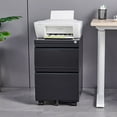 thumbnail image 6 of MIIIKO 2 Drawer File Cabinet with Lock, Under Desk Metal Filing Cabinet for Home Office,Lockable Rolling File Cabinet with 2 Keys for Legal/Letter/a4 Size(Black,unassembled), 6 of 6