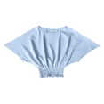 thumbnail image 3 of Rhuody Womens Tops Oversized Short Sleeve T Shirt SRounded Round Neck T Shirt Pure Color Loose Fit Tee Blouse Classic Wear Blue L, 3 of 3