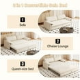 thumbnail image 2 of 66" Queen Pull-Out Velvet Sofa Bed | 3-in-1 Convertible Sleeper with Side Storage | Modern Loveseat for Living Room, Bedroom, Apartment, Office | Beige, 2 of 7