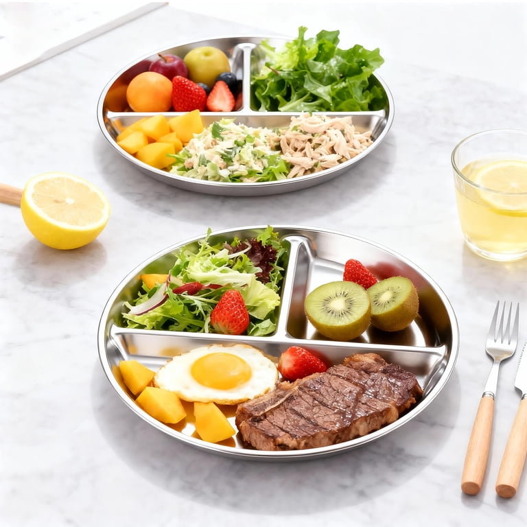 TAIMASI 6-Pack 9-Inch Stainless Steel Divided Plates photo 3