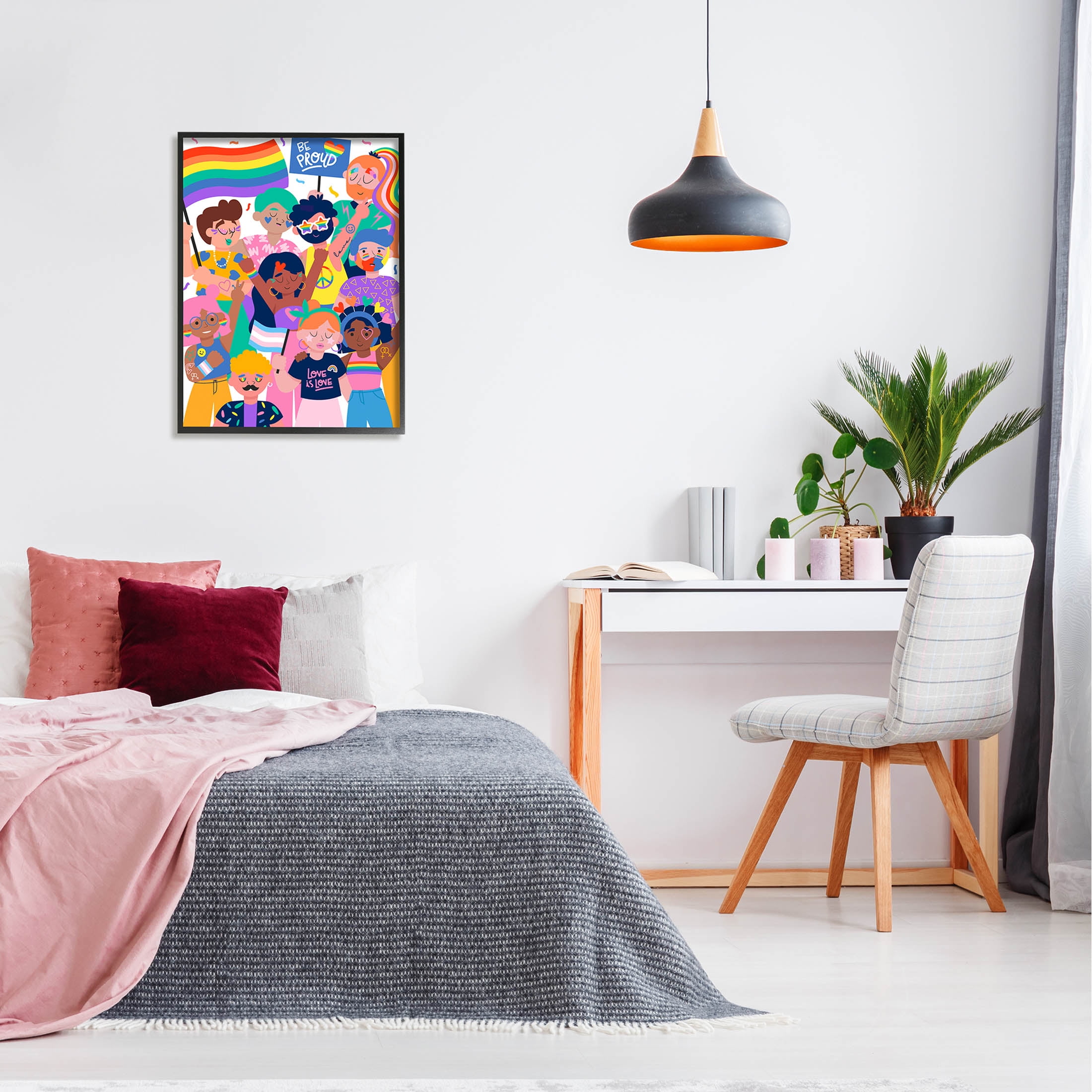Be Proud LGBTQ+ Pride Inspirational Graphic Art Black Framed Art Print Wall Art