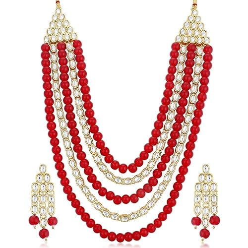 Ensemble Collier Long Haram Plaqué Or Astonish avec Boucles d'Oreilles pour Femmes