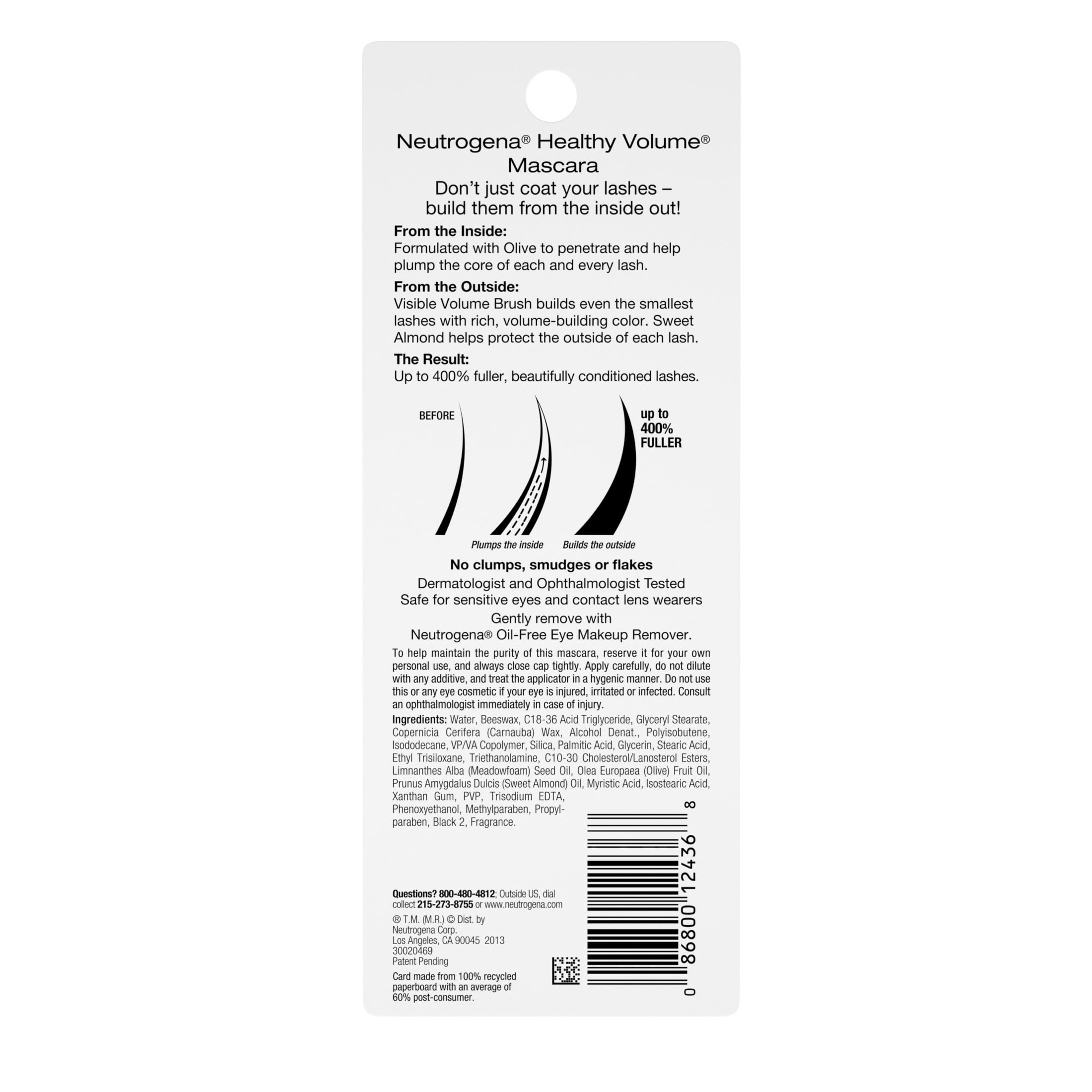 Neutrogena Healthy Volume Lash-Plumping Mascara, Carbon Black, 0.21 oz