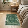 thumbnail image 3 of ODIKA 2'x3' Washable Accent Rug Pet Friendly, Bedside Mat Trellis Farmhouse Minimalist Border Entry Trailing Door Botanical Refined for Bedroom, Nursery, RV, 3 of 7