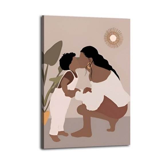 Abstract Mother And Son,Art Black Woman,Nursery Wall Art Poster Great Wall Art for Home Decor,Made In USA, Mother's Day Gift, Posters for Bedroom, Office Or Living Room