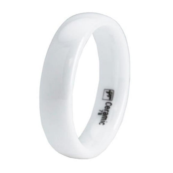White Ceramic Classic Ring - Size 8