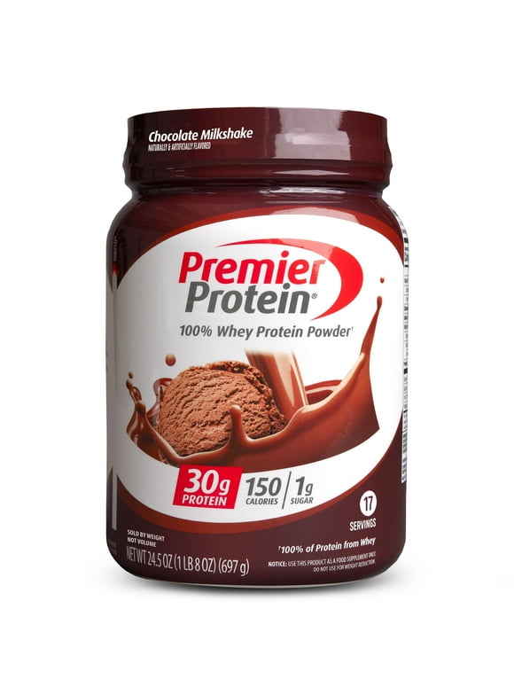 Premier Protein 100% Whey Protein Powder, Chocolate Milkshake, 30g Protein, 24.5 oz, 1.5 lb
