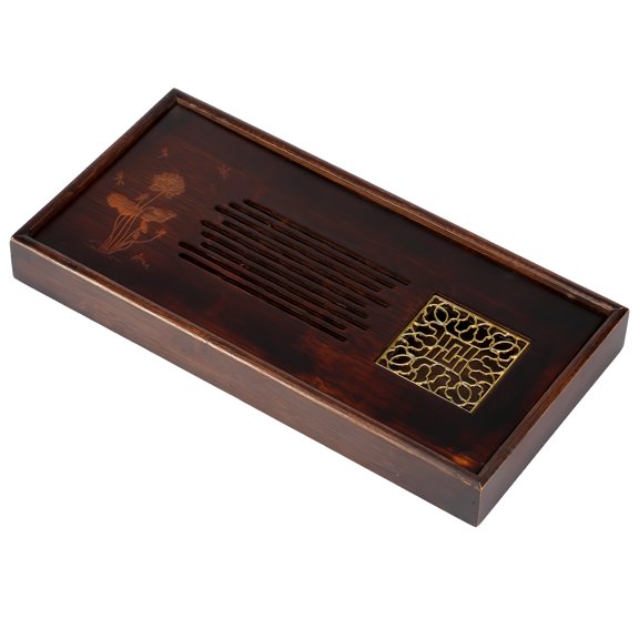 AEVXKHI Bamboo Tea Tray, Portable Water Storage Tea Serving Tray, Effortless to Clean Bamboo Tea Plate, Enduring Smooth Tea Tray, Stable Tea Serving Table for Home Office