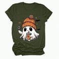 thumbnail image 4 of Towmus Halloween Shirts for Women Cute Print Shirt Fall Pumpkin Tshirt Coffee Lover Graphic Tees casual Short Sleeve Tops, 4 of 5