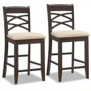 Leick Furniture Wood Double Crossback 24" Stool in Wenge (Set of 2)