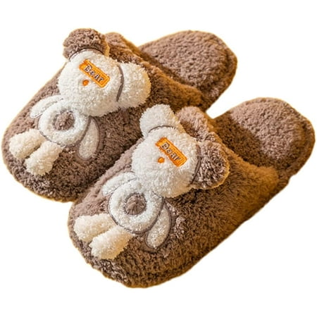 

PIKADINGNIS Women Cute Animal Slippers House Non-Slip Fluffy Plush Slipper Indoor Warm Winter Shoes