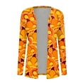 thumbnail image 4 of Women‘s Halloween Cardigan Sweater Skull Pumpkin Print Pattern Long Cardigans Sweater Coats Tops Ginger M, 4 of 5