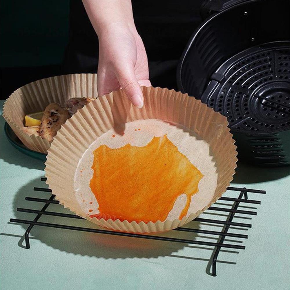 A special paper for selling household air fryer double-sided silicone oil  paper baking round boxed oil absorbing paper food grade paper holder -  white 25 sheets (16 * 4.5cm) - OPP bag 