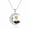D, variant on Cat Necklace, Celtic Moon Pendant with Heart Birthstone Zircon, White Gold Plated Jewelry Gift for Women