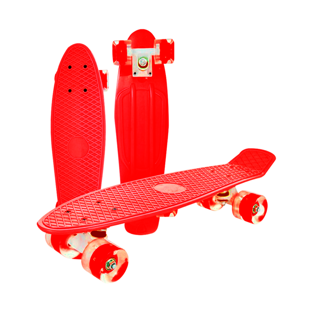 Patineta Cruiser Penny Rojo Llantas Luz Led LAVIGA Plástico de Alta Resistencia