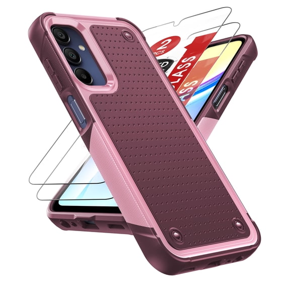 LeYi for Samsung Galaxy A15 5G Case with 2 Pack Screen Protectors, Dual Layer Protective, Pink