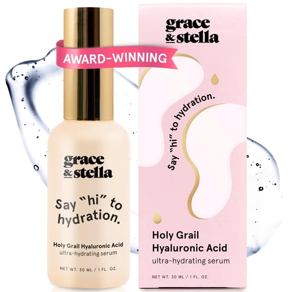 Grace & Stella Hyaluronic Acid Serum for Face, Hydrating Serum for Dry Skin and Fine Lines, Vegan Skincare, 30ml