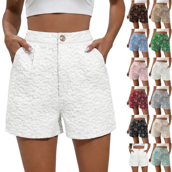 Siminsem Women's Linen Blend Bermuda Shorts High Waisted Button Front Shorts with Pockets Straight Leg Loose Fit Summer Beach Trousers Breathable Lightweight 2026, Silver, L